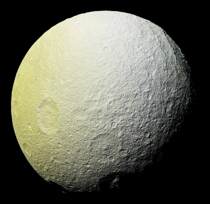 Vue de Téthys. NASA/JPL-Caltech/Space Science Institute