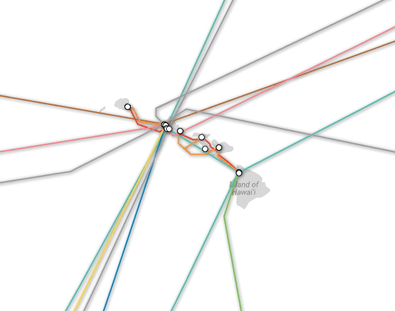 L'archipel d’Hawaï est le point de passages de nombreux câbles