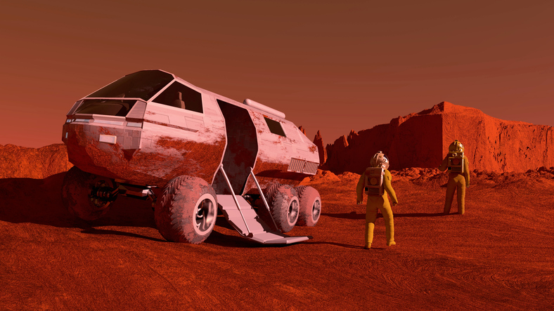 astronaute véhicule mars base