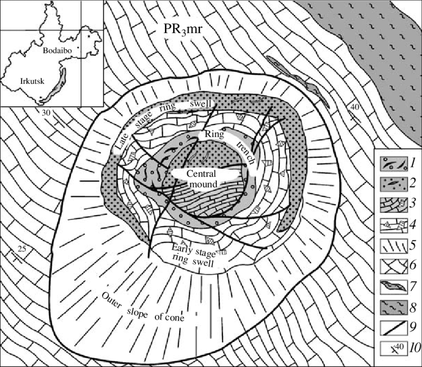 carte geologique cratère Patomsky