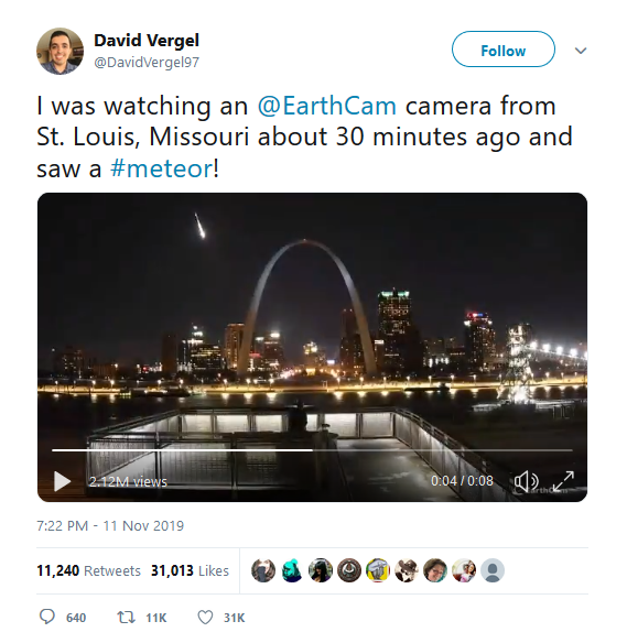 tweet météorite missouri