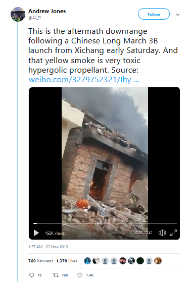 accident fusée chine