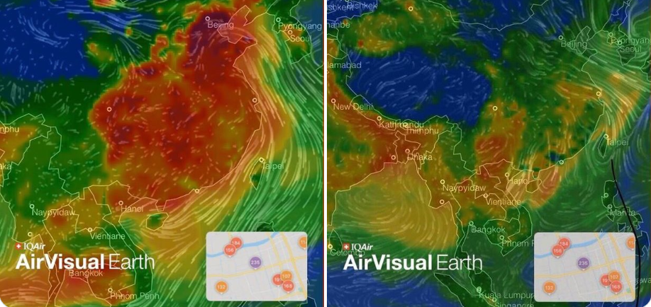 carte chine qualité air pollution