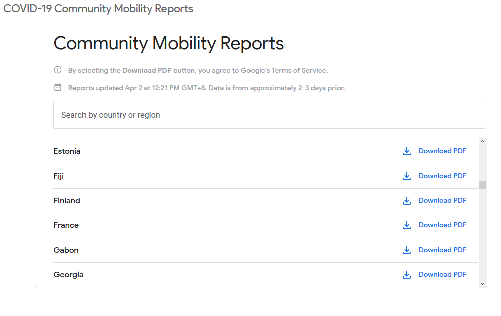 google données coronavirus