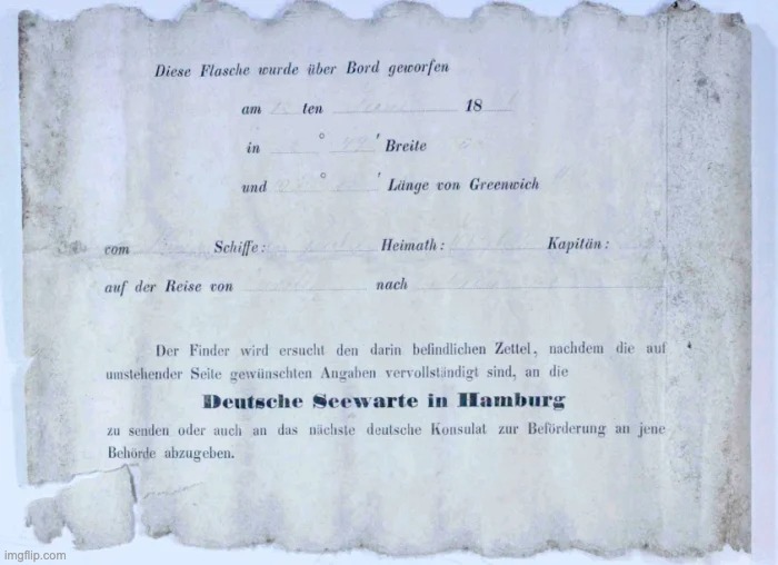 message bouteille jetée à la mer