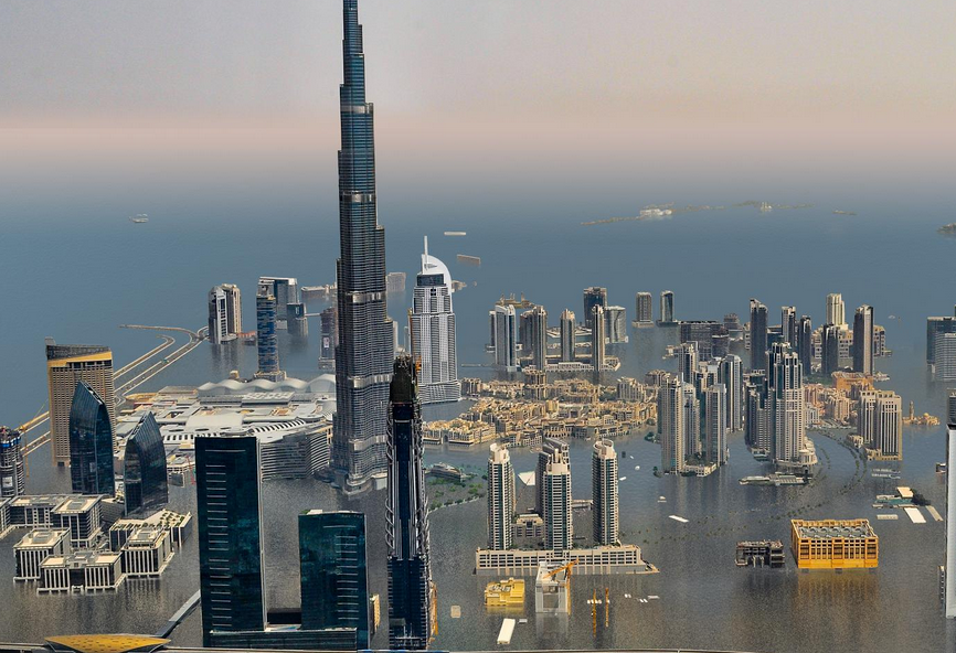 burj khalifa montée des eaux