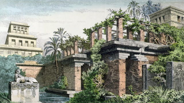 jardins suspendus Babylone peinture