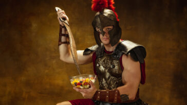 gladiateur régime végétarien manger salade fruits