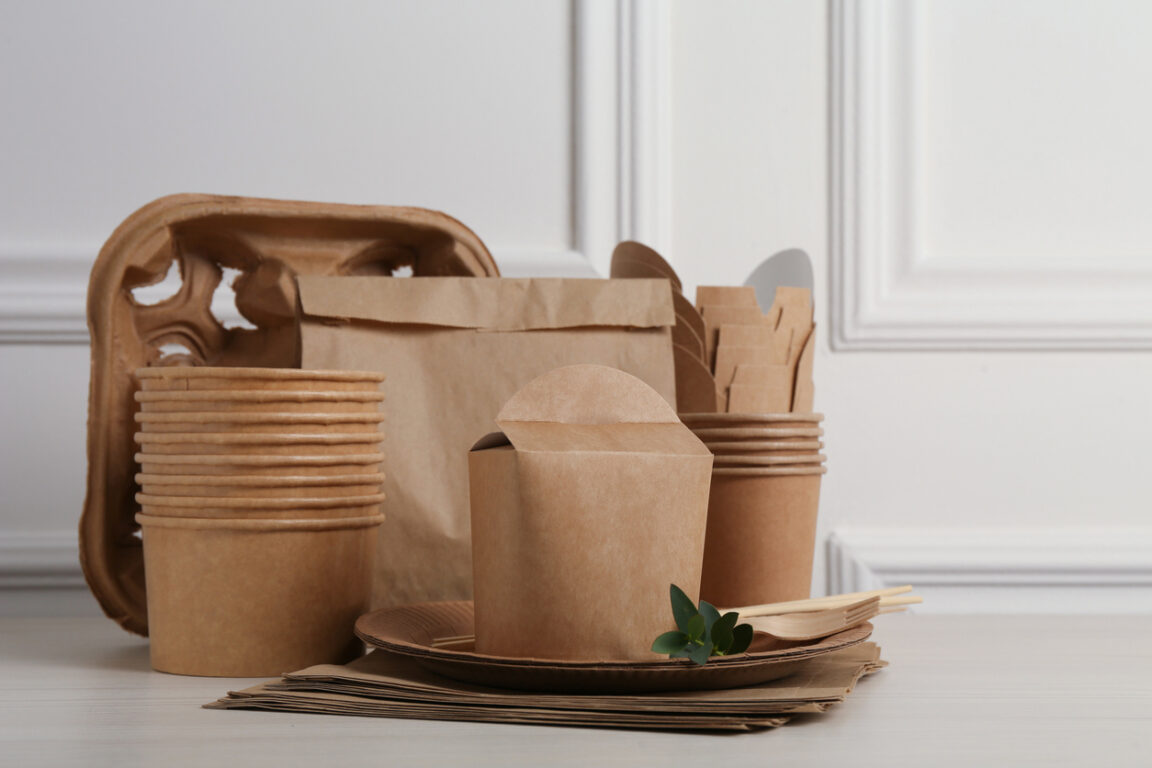 Vaisselle jetable écologique en papier alternatives végétales au plastique emballages plastiques - Ustensiles jetables naturels et écologiques