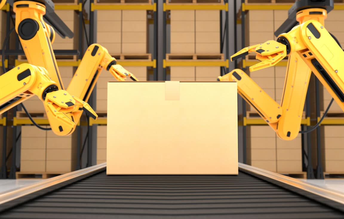 bras robotique carton entrepôt