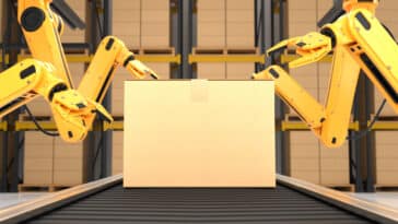 bras robotique carton entrepôt