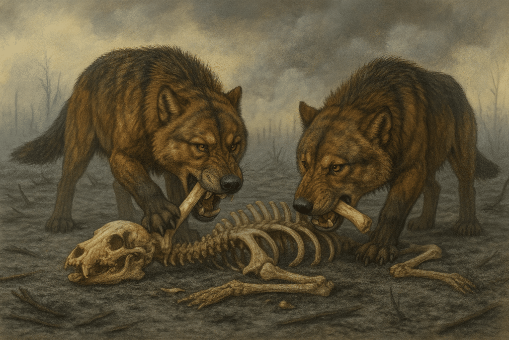 Il y a 12 millions d’années, des canidés géants « broyeurs d’os » festoyaient sur des cadavres au milieu des cendres