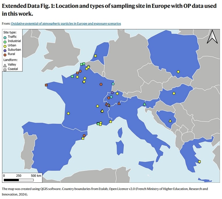 carte sites mesures potentiel oxydant